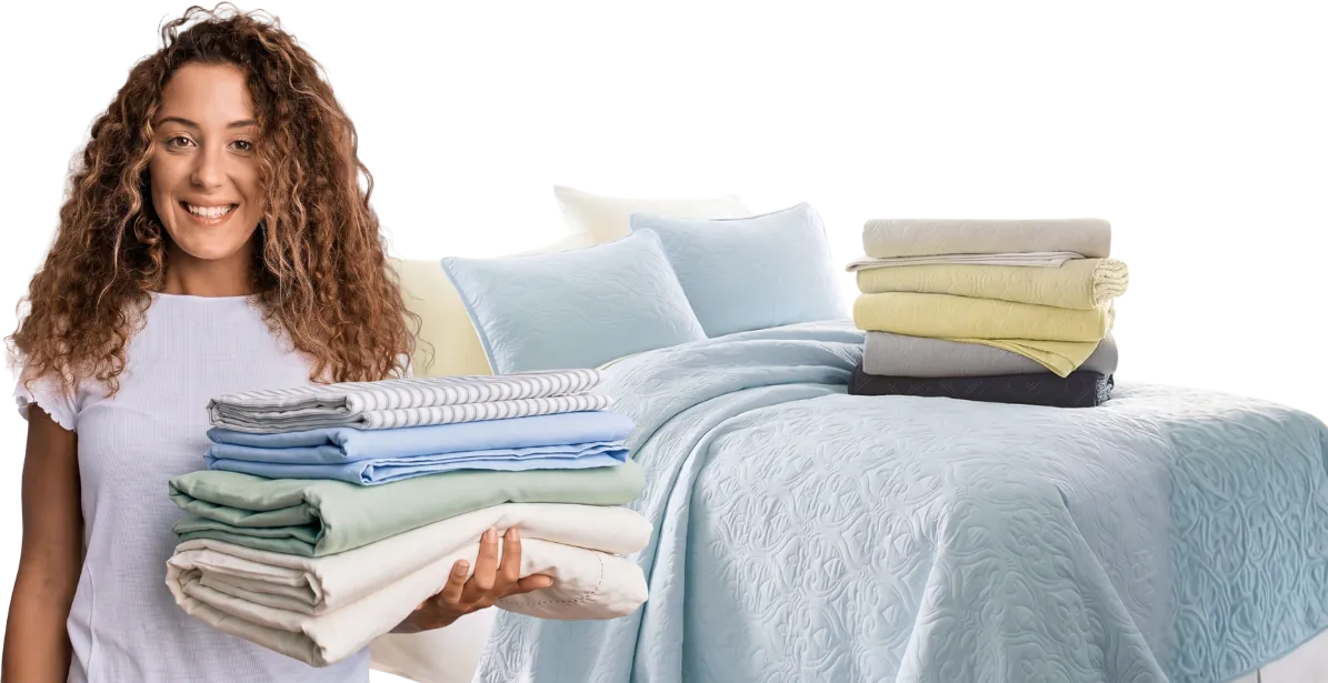 Ropa de cama limpia y doblada